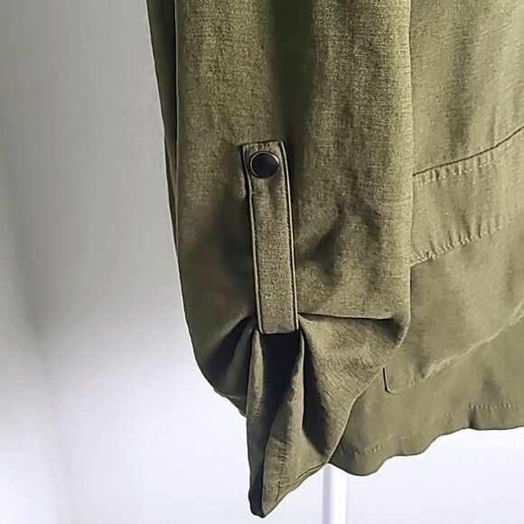 Nine West Army Green Utility Jacket with Pockets & Fold-over Collar, Size Medium - Picture 7 of 12